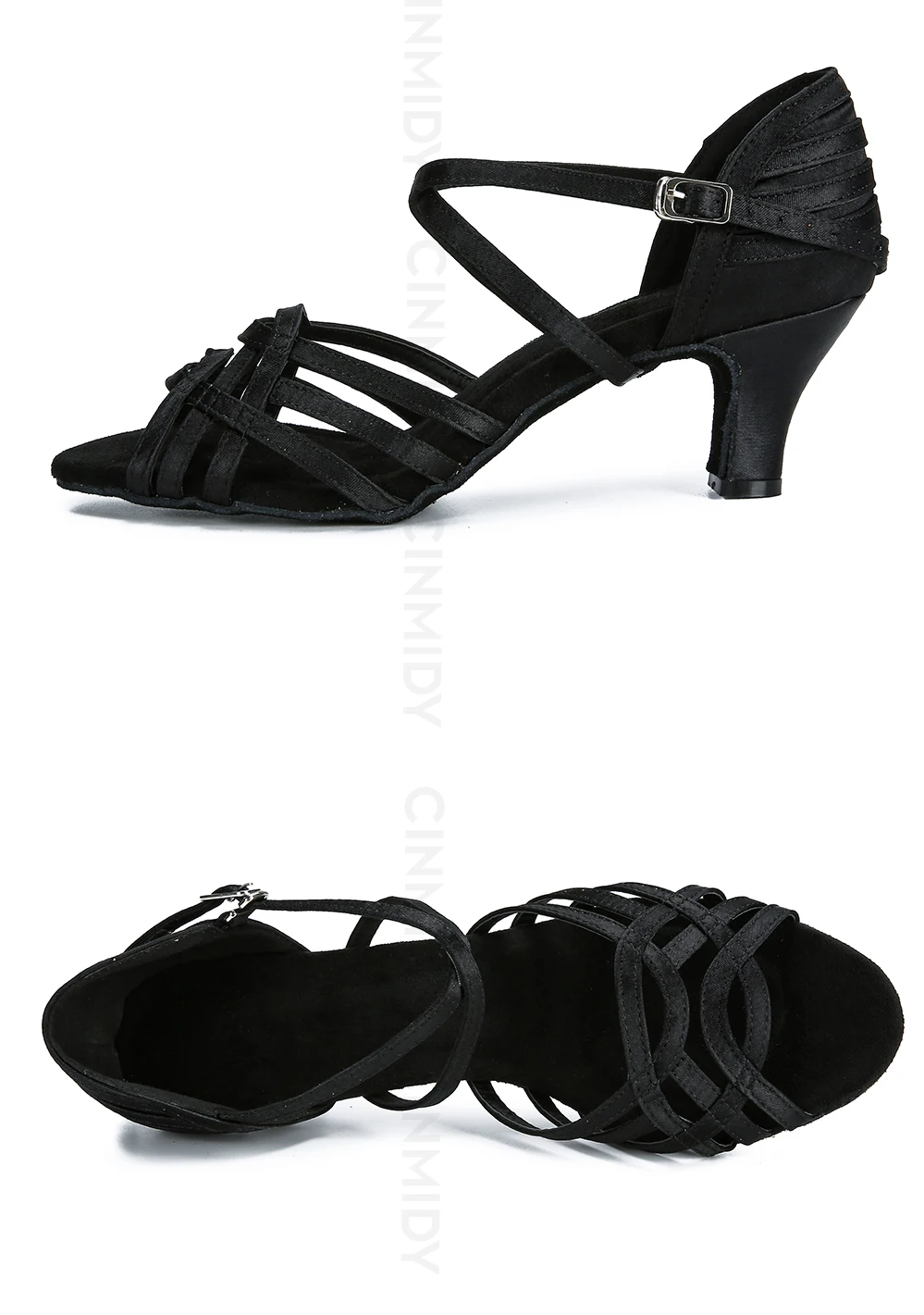 CINMIDY Damen-Satin-Tanzschuhe, weiße Latein-Tanzschuhe, Tango-, Salsa- und Ballsaal-Tanzschuhe mit Absatz, Damenschuhe für Partys. – Detail 15