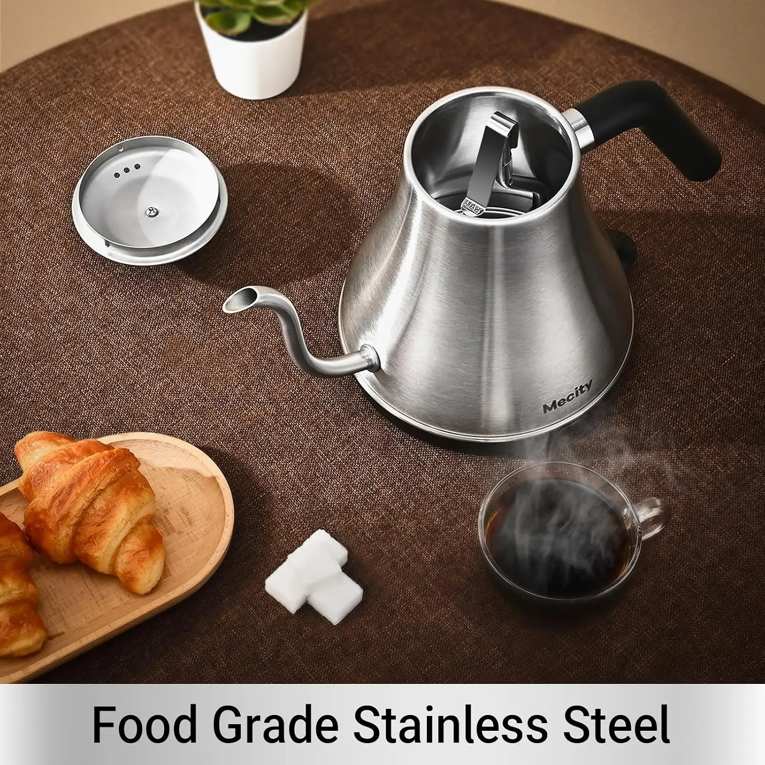 Electric Kettle Gooseneck Water Kettle Stainless Steel Tea Kettle Water Boiler Fast Heating, Auto Shut Off, 27 fl oz, 1000W, Sta