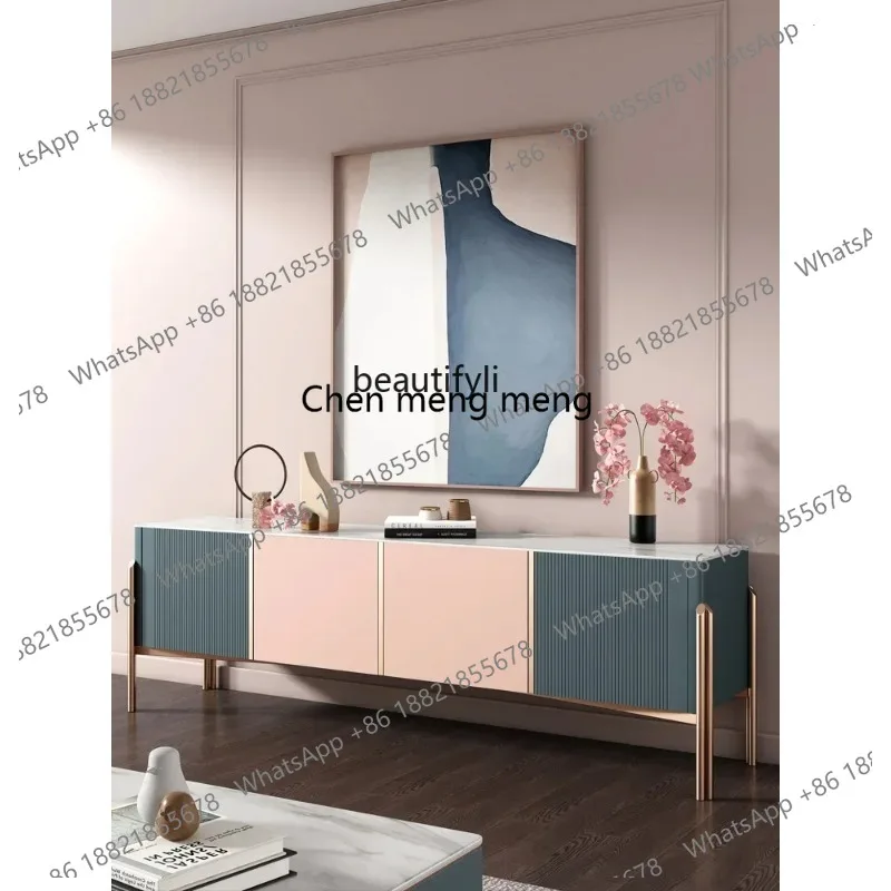lhy 26 new zqLight Luxury Stone Plate TV Cabinet and Tea Table Combination Modern Stone Plate Stone Minimalist TV Stand ss 26