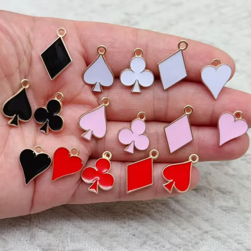 10pcs/16pcs Enamel Playing Card Joker Charms for Jewelry Making DIY Cartoon Charms Necklaces Pendants Earrings Accessories