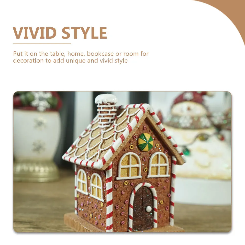 

Lighted Gingerbread Christmas Decor Resin Mini Ornament for Holiday Home Bedroom Living Room Table Display