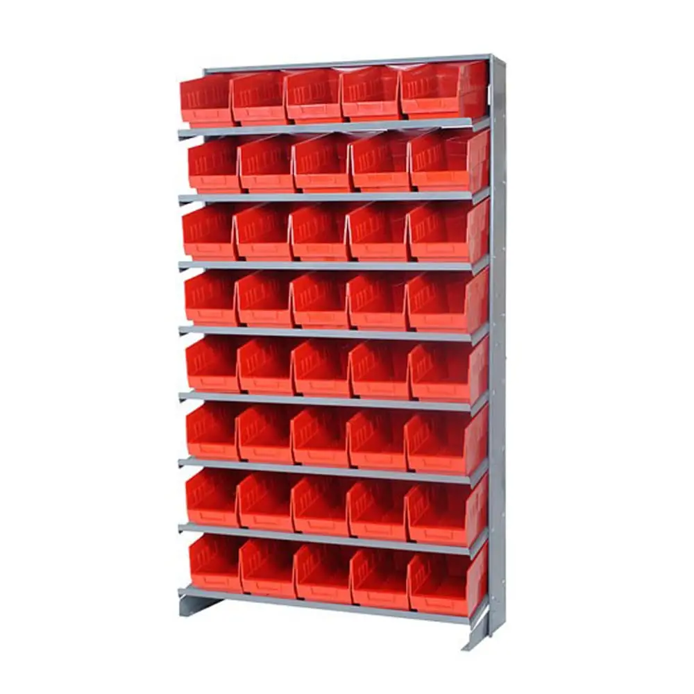 Quantum Qprs-204Rd Single-Side Sloped Pick Shelving Display Storage Rack For Healthcare Warehouse | (8) Shelves; (40) Qsb204