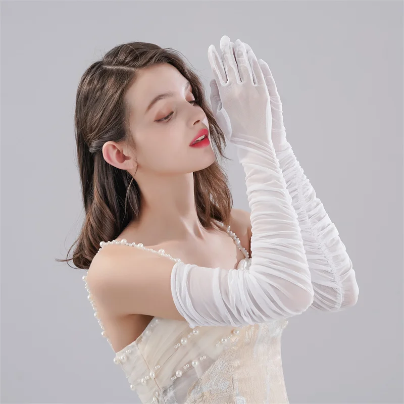 Guantes largos de malla para vestido de novia