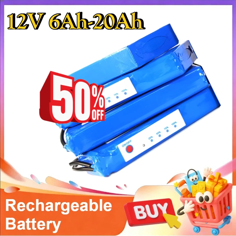 

12V 10Ah Ultra Slim Li-Polymer Battery Pack with LED Power Indicator, Compact Portable Backup Power Supply for Outdoor