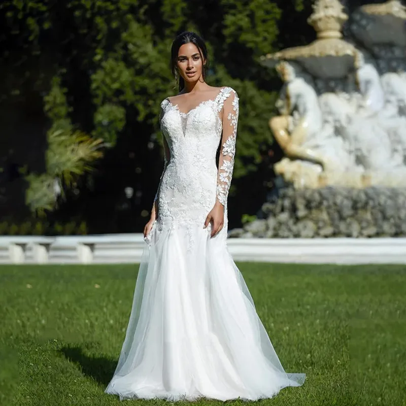 Robe de Mariée en Tulle Blanc à Manches sulf, Tenue de Bal Exquise, Sexy, Dos aux, lèvent, Tension Icide, Applique en Dentelle, Tout ce qui est Personnalisé à 2025