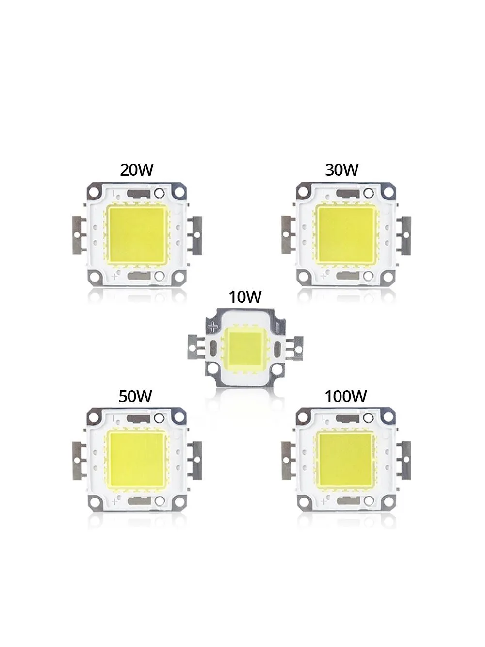 5 pièces/lot 10W 20W 30W 50W 100W puce LED COB DC 9-12V 30-36V perles de Diode matricielle intégrées bricolage projecteur haute puissance