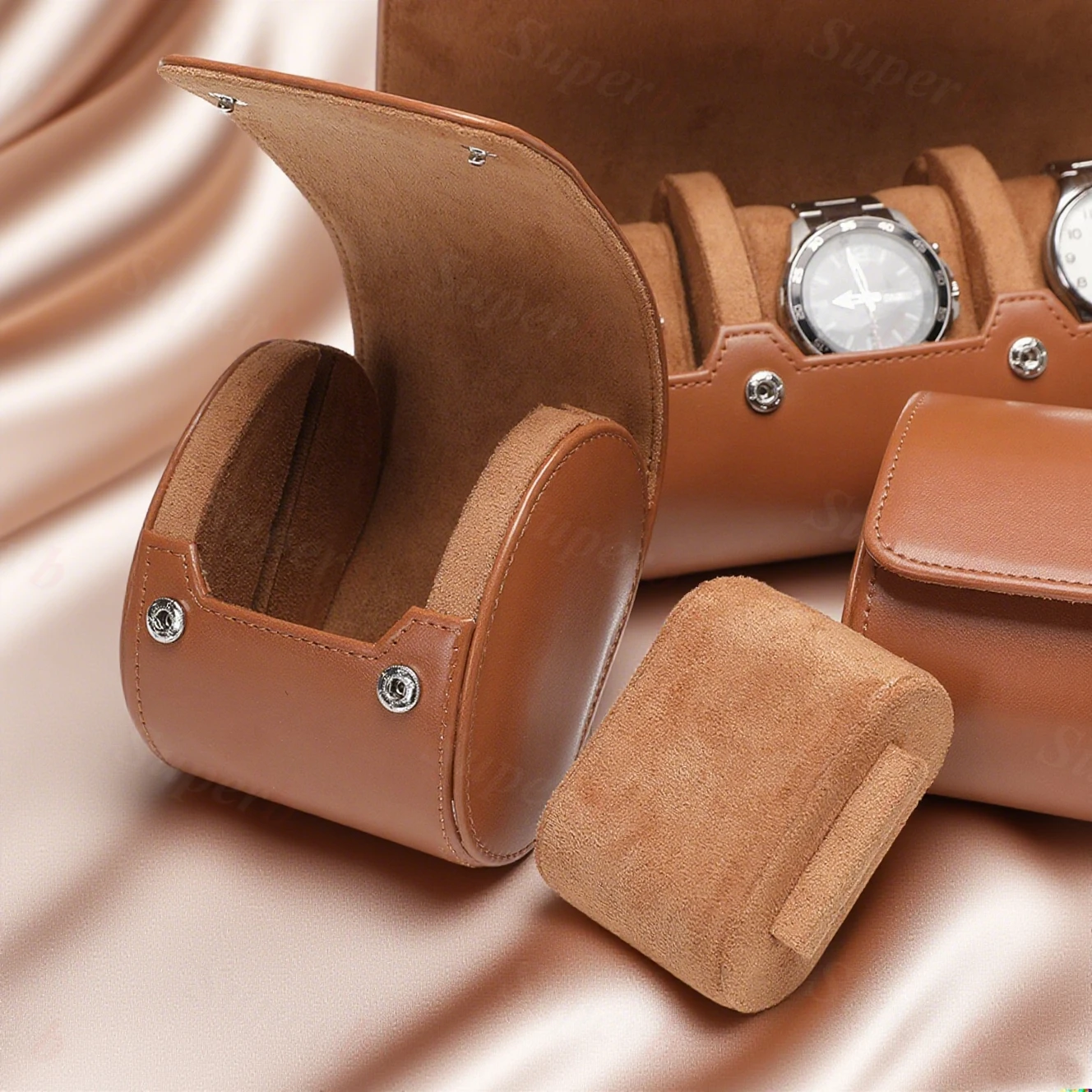 Watch Roll Travel Case 1/2/3 Slot Watch Storage and Organizer-Secure Storage with Innovative Removable Pillows & Solid Dividers