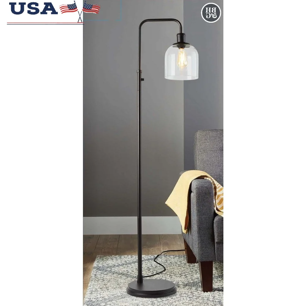 

Farmhouse 60 Inch Floor Lamp Traditional Black Metal Frame Clear Glass Shade High Low Switch Living Room Bedroom Office