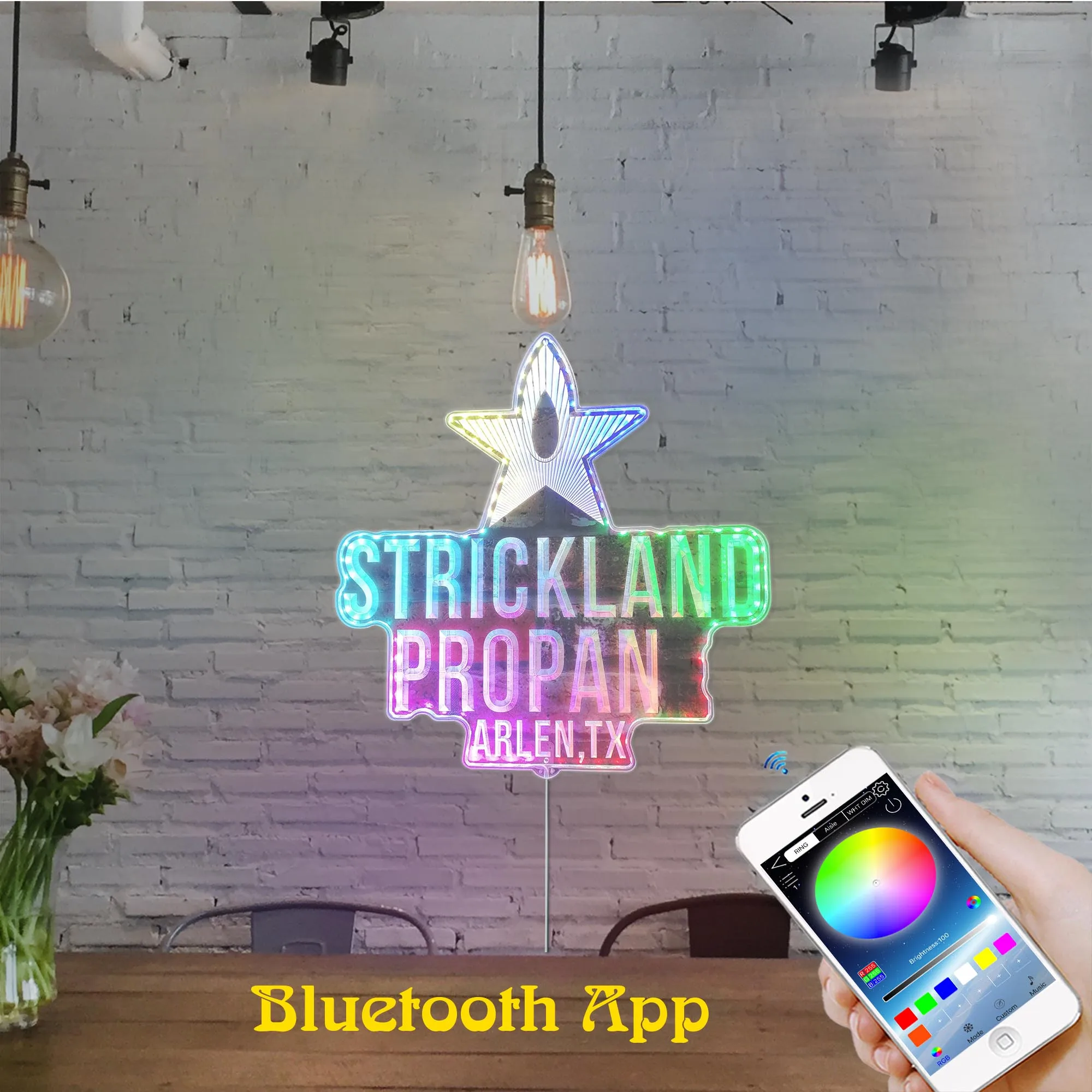 Strickland Propane Dynamic RGB Edge Lit LED Sign, Game Room Decor, Gaming Night Light