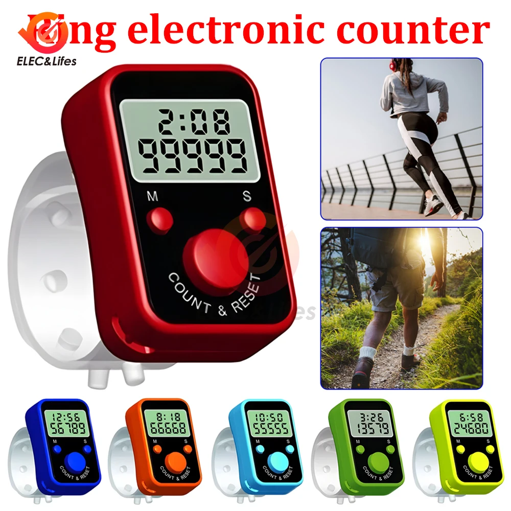 5Pcs Mini Finger Counter LCD Electric Digital Display With Time Light Tally Counter Stitch Marker Sewing Knitting Weave Buddha