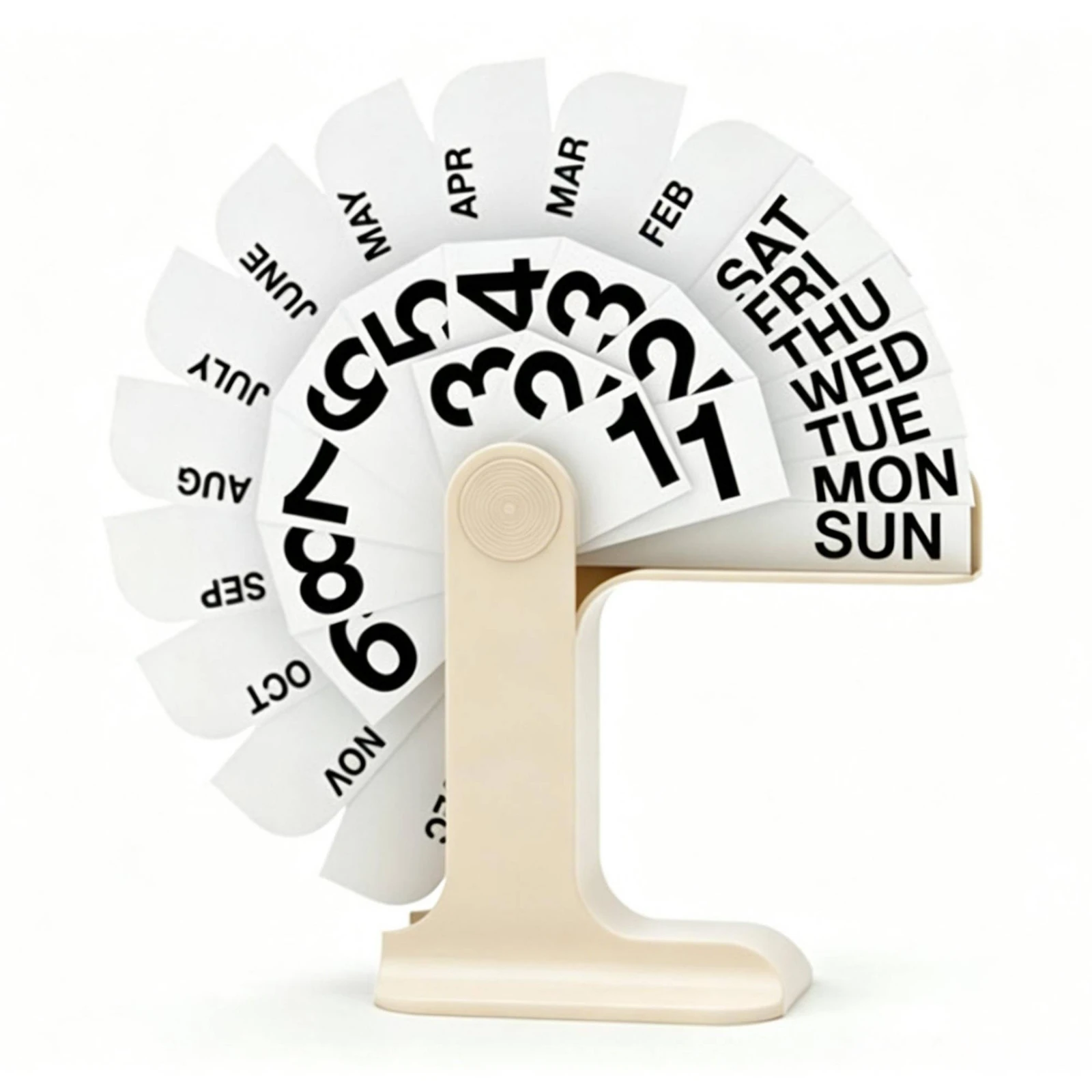 Desktop Flip Calendar Glossy Freestanding Tabletop Calendar Date Board Rounded Edges Room Decoration Black Lettering