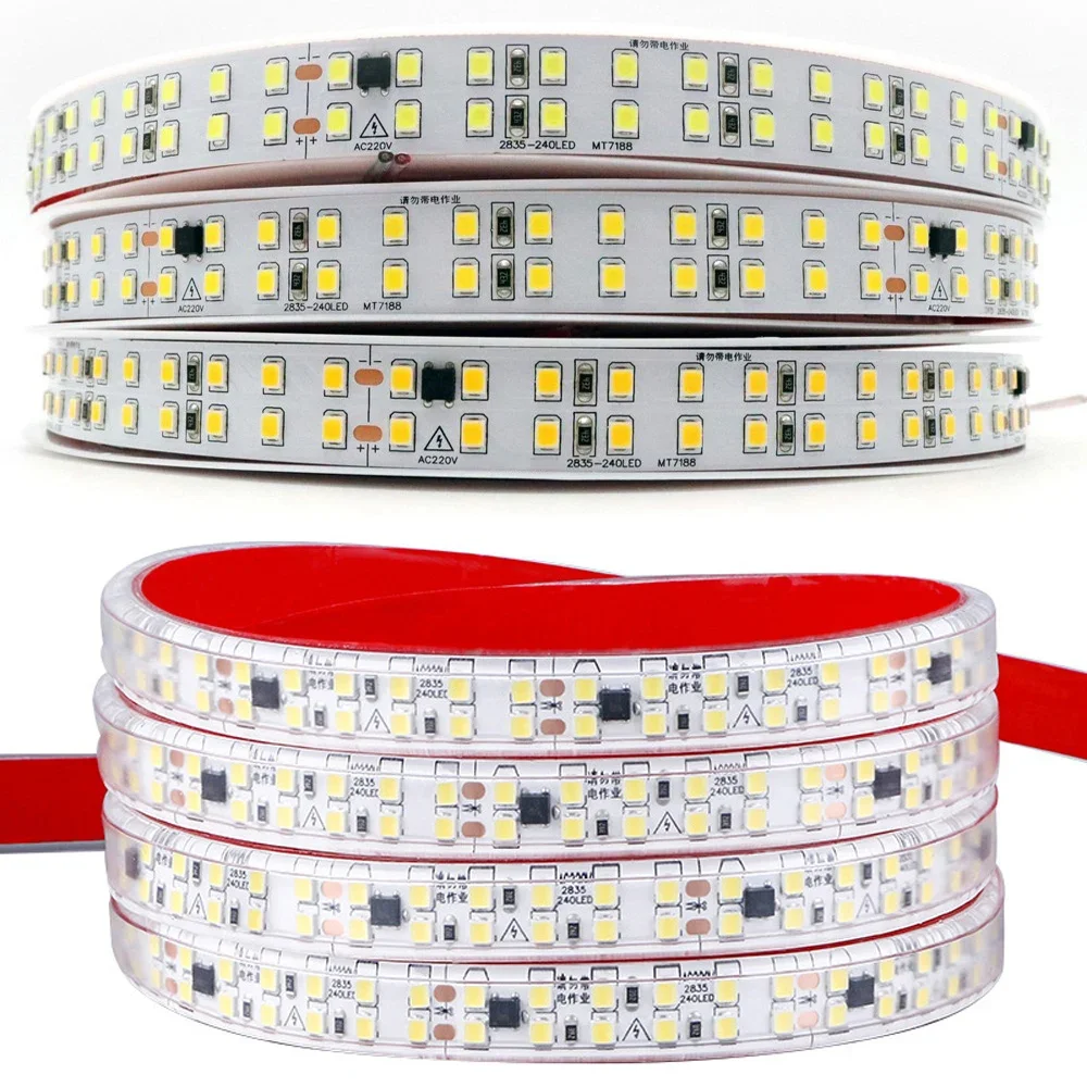 

LED Strip Lights 220V 2835 1 20 30 meter 120LED/m 240LED/m Nature Warm White AC 220V Waterproof LED Strips 100 ft Outdoor Light