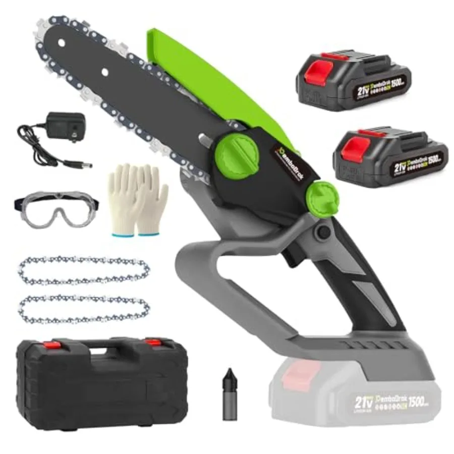 

6-дюймовая электрическая цепная пила, беспроводная, легкая и портативная, для обрезки деревьев, сучьев и резки небольших заготовок, 20В, литиевая батарея