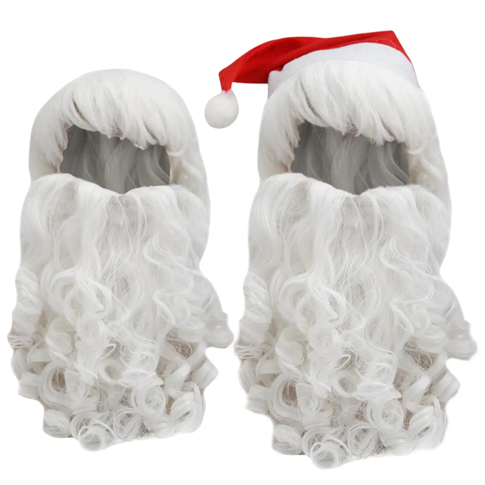 Santa Wig and Beard Set for Christmas Santa Claus Costume Accessories for Stage Performance Props Holidays Party Supplies Xmas