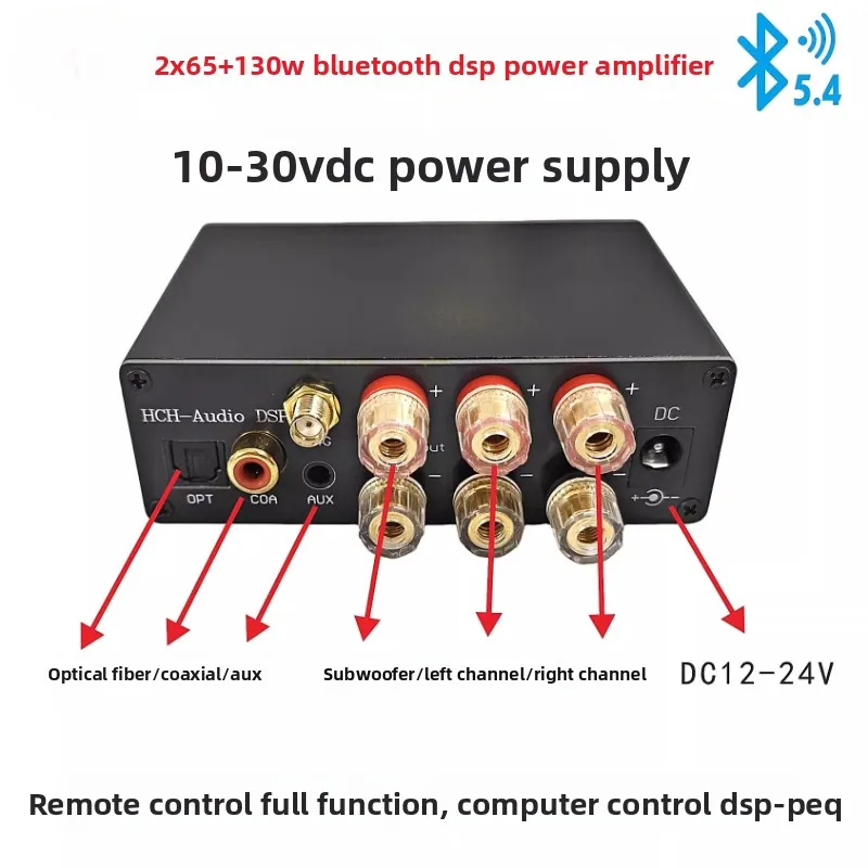 SOTAMIA 260W High Power DSP Power Amplifier 2*65+130W Bluetooth Subwoofer Output Optical Fiber Coaxial U Disk Lossless Playback