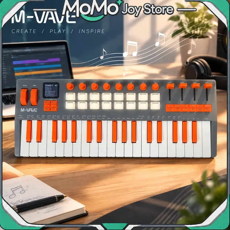 Hot M-Vave 37 Key Midi Keyboard, Built-In Sound Source, Portable Synthesizer For Music Arrangement & Studio Production