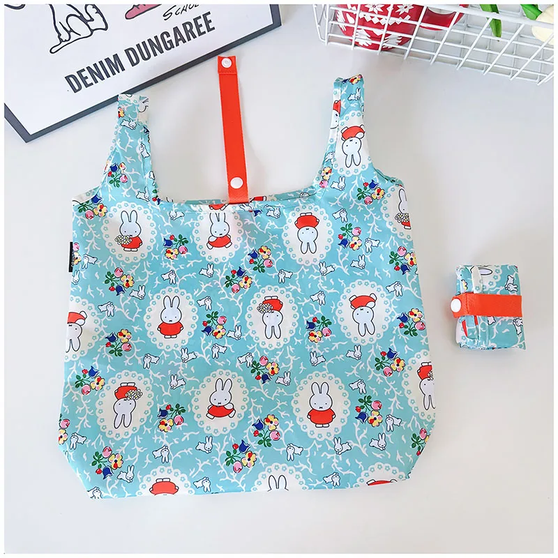 2026 Small Folding Shopping Bag Japanese Style Lovely Tote Handbag for Girls And Ladies New Button Design Cute Ladies' Bag