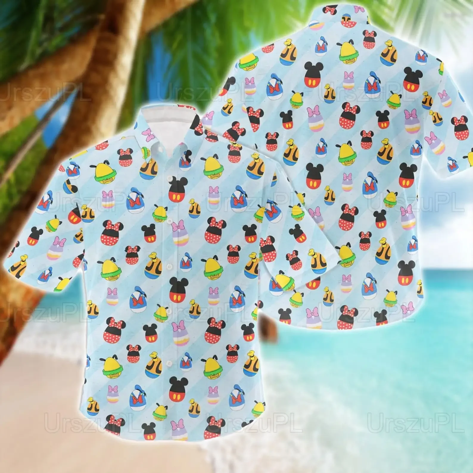 Disney Mickey Mouse Hawaiian Shirts Mens Women Button Up Short Sleeve Shirts Hawaiian Shirts Casual Beach Shirts Harajuku Top