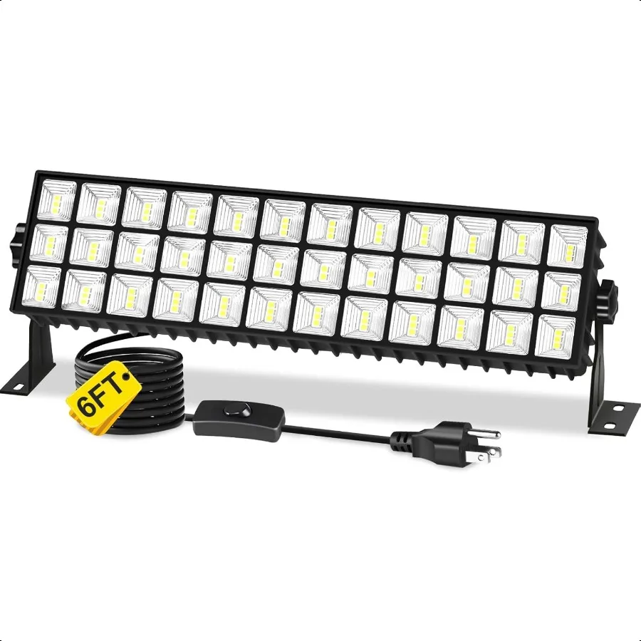 100W LED 작업등 11000LM 6000K 플러그인 차고 조명 (6피트 전원 코드 포함) IP66 방수 작업등 (차고 및 실외 작업용)