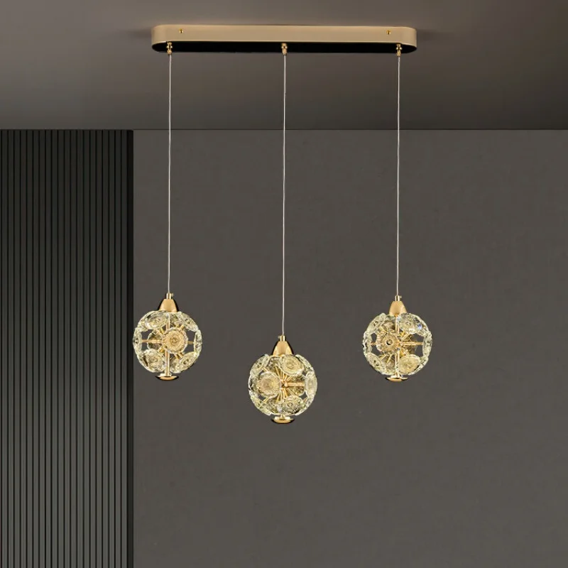 

Light luxury high-end crystal restaurant pendant light counter dining table entrance hallway bedroom bedside small pendant light