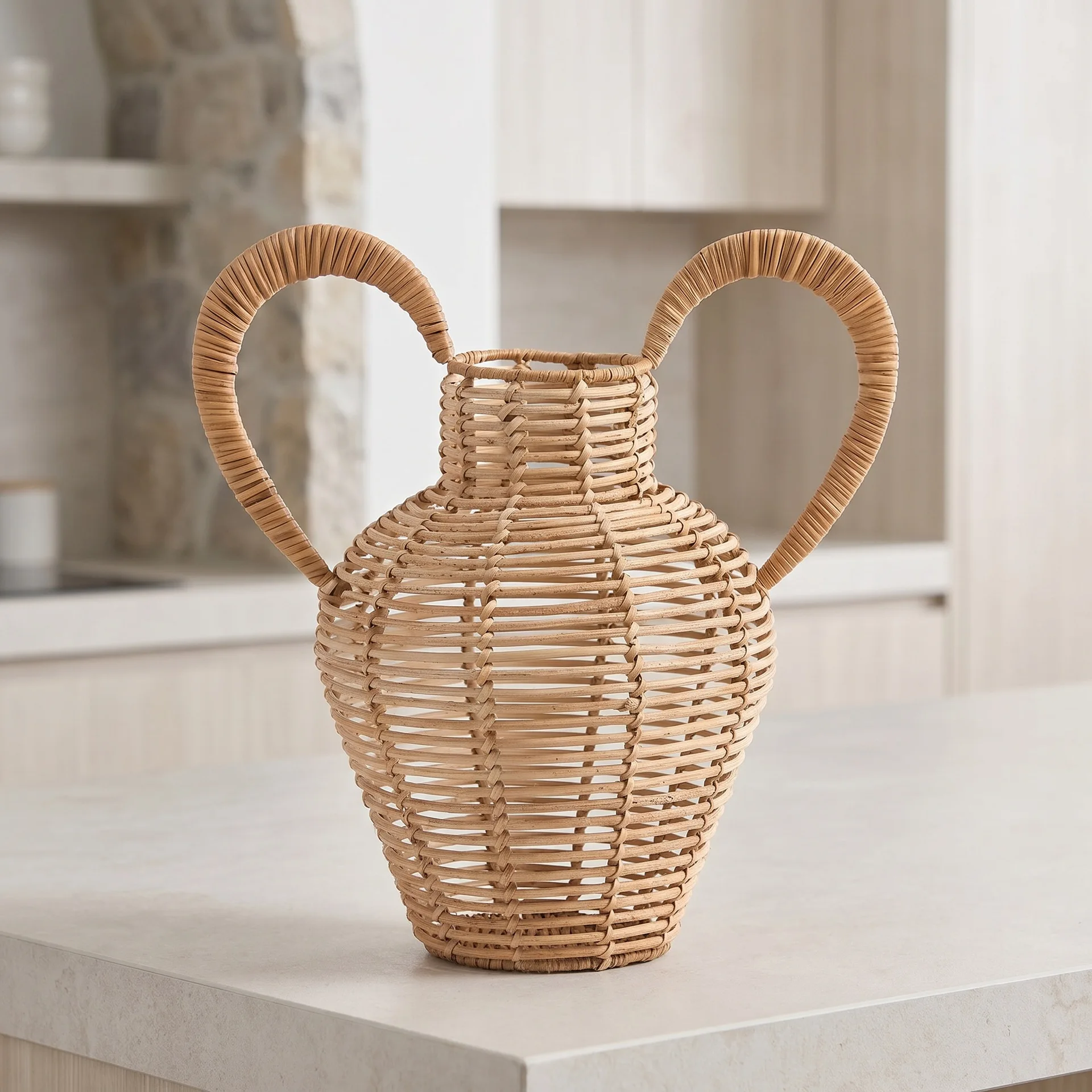 Handmade rattan woven texture dried flower vase rattan woven flower arrangement vase craft ornament