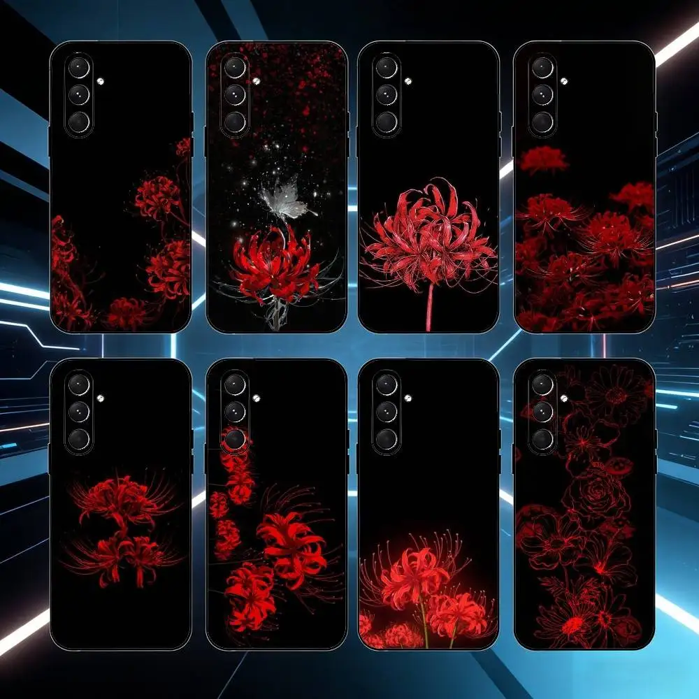 

Red Spider Lily Flower Of Hell Phone Case For Samsung Galaxy A73,21,22,32,71,53,52,51,80,5G Soft Black Cover