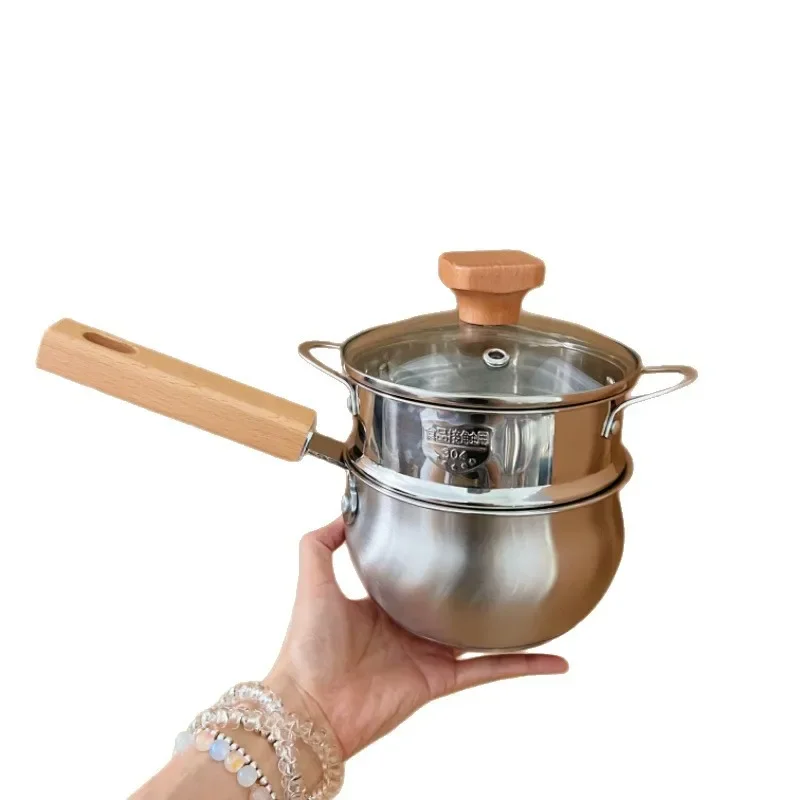 

Stainless steel 304 uncoated baby complementary food household steamer one person breakfast hot milk small soup