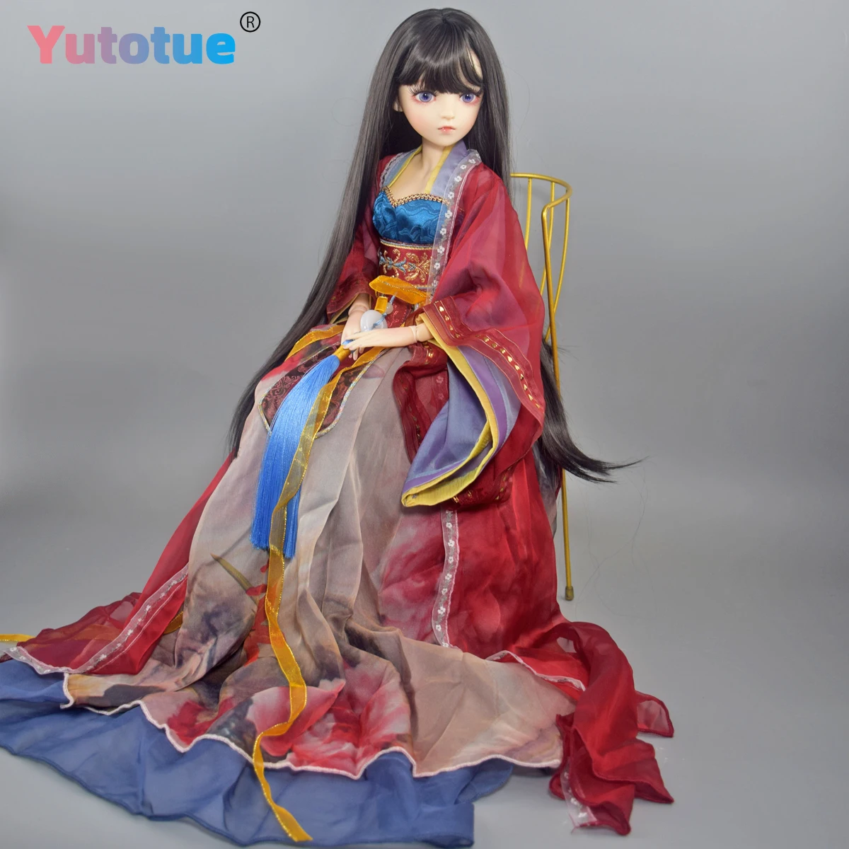YUTOTUE 60 cm Hoogte Meisje Pop met Afneembare Oude Kleding Pak Lange Zwarte Pruiken Speelgoed 1/3 BJD Pop Levensechte