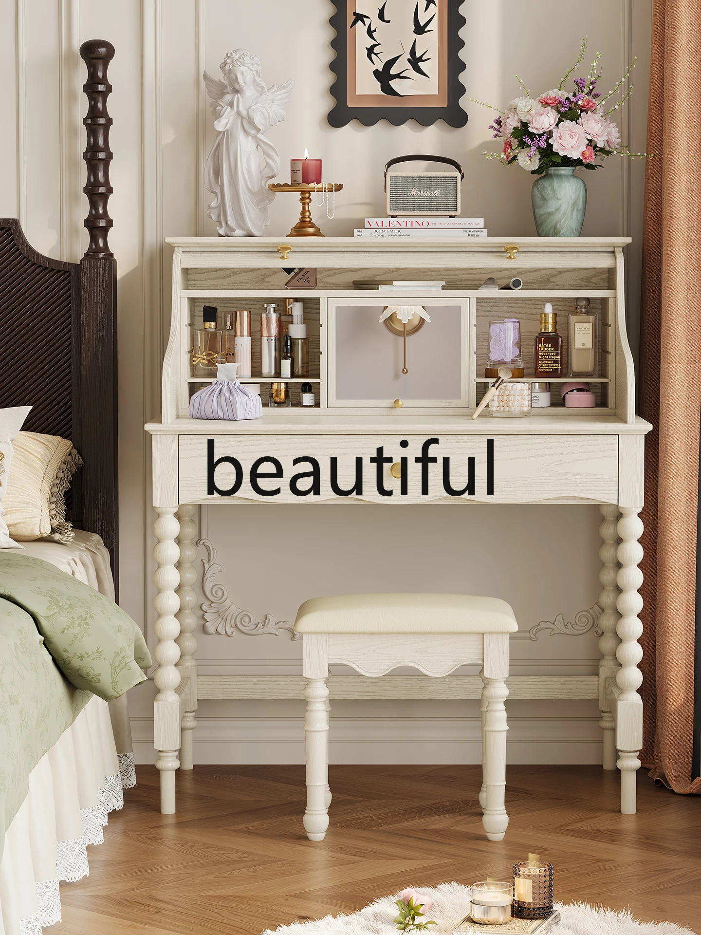 

Dresser bedroom, all solid wood makeup table size apartment