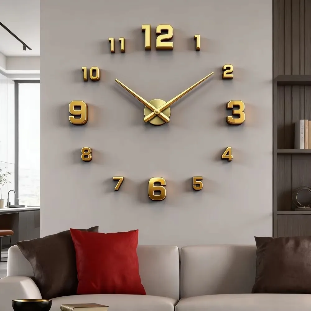 Modern Design Large Wall Clock 3D DIY Frameless Night light Arrows Decal Acrylic Wall Decoration Quartz Clocks