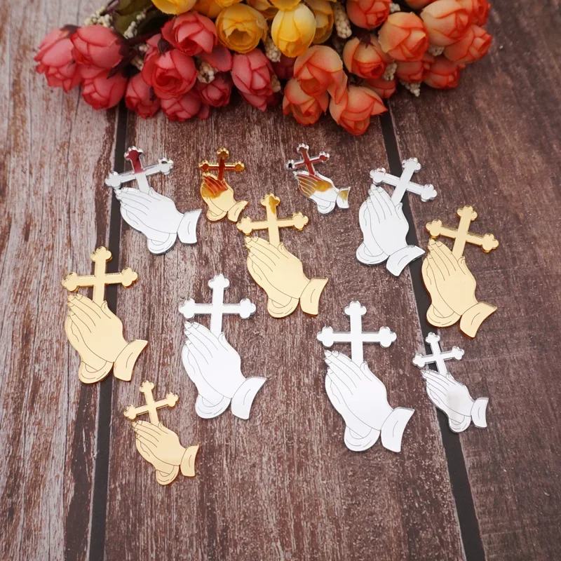 Kleine Acryl-Bet-Tags mit Kreuz-Design, segne sich zu Hause, Kirche, Weihnachten, Taufe, Dekoration, Zubehör, Kommunion-Geschenkanhänger – Detail 7