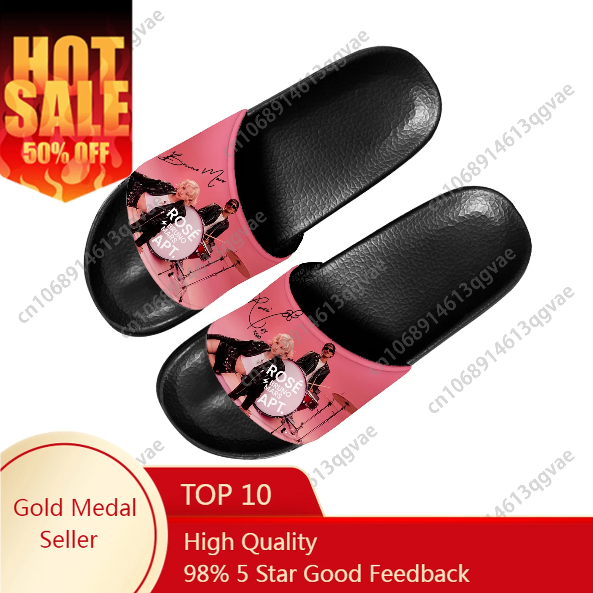 

Pink Rose A-A-PT Bruno Mars 아파트 아파트 Slippers Home Water Shoes Women Teenagers Children Beach Pool Sandals Custom Summer Slipper