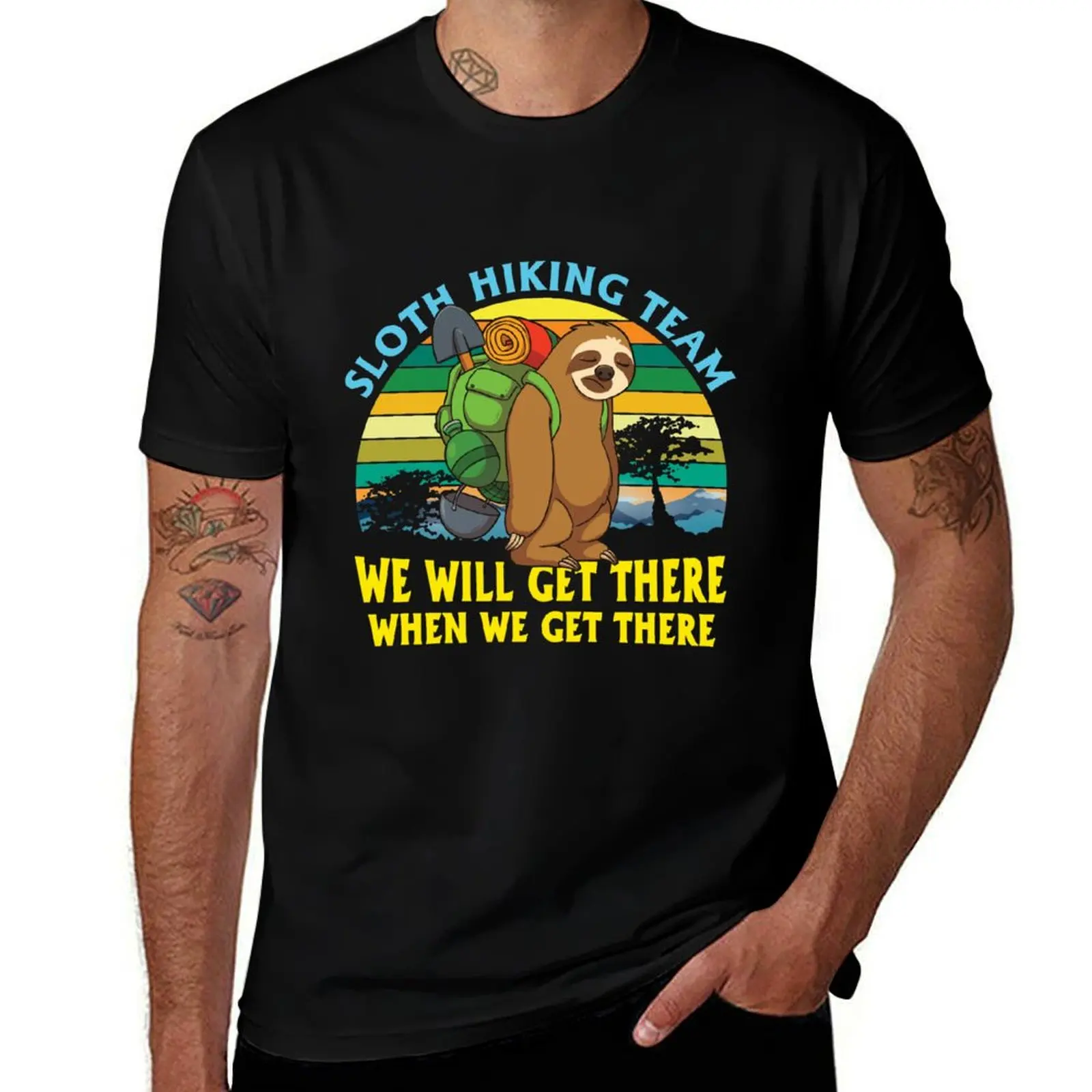 

Sloth Hiking Team We'll Get There When We Get There T-Shirt Creative Graphic Tee Shirt