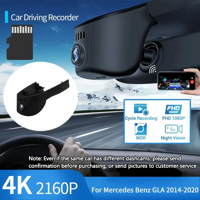 4K 2160P Car DVR Dash Cam HD Wifi Auto Camera Driving Video Recorder Accessories for Mercedes Benz GLA 200 X156 2019 2014~2020