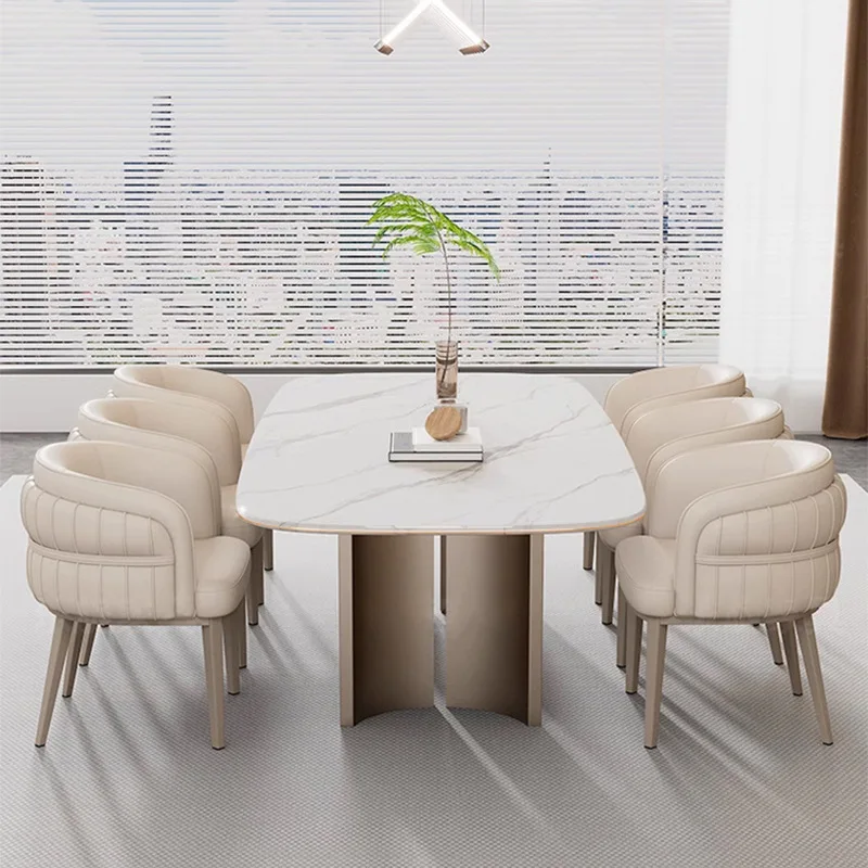 

New Italian light luxury dining chair home modern high-end hotel negotiation armrest back chair