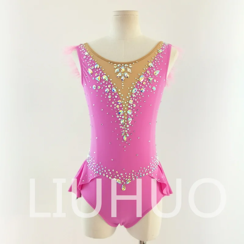 

LIUHUO Rhythmic Gymnastics Leotard Pink Competitive Cheerleading Performance For Children BD9512