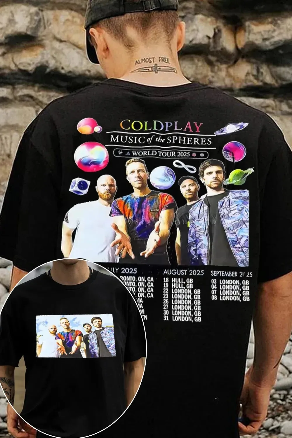 Coldplay Limited Edition T-Shirt, Unisex Pure Cotton Summer Crew Neck Loose Casual Neutral Fashion Short Sleeve Top T-shirts