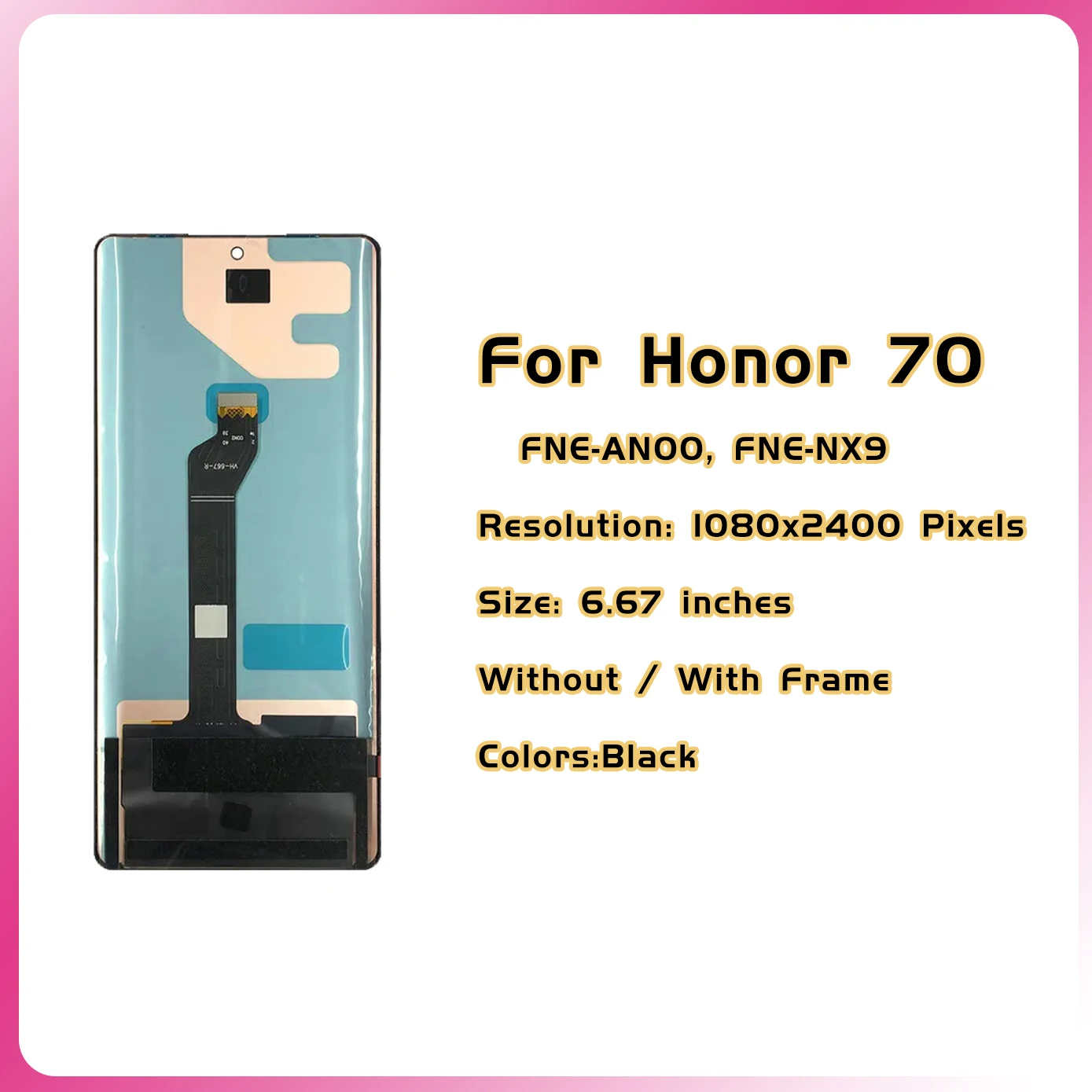 6.67\'\' AMOLED Screen For Huawei Honor 70 LCD FNE-AN00 FNE-NX9 Display Touch Screen Digitizer Assembly For Honor 70 LCD Display