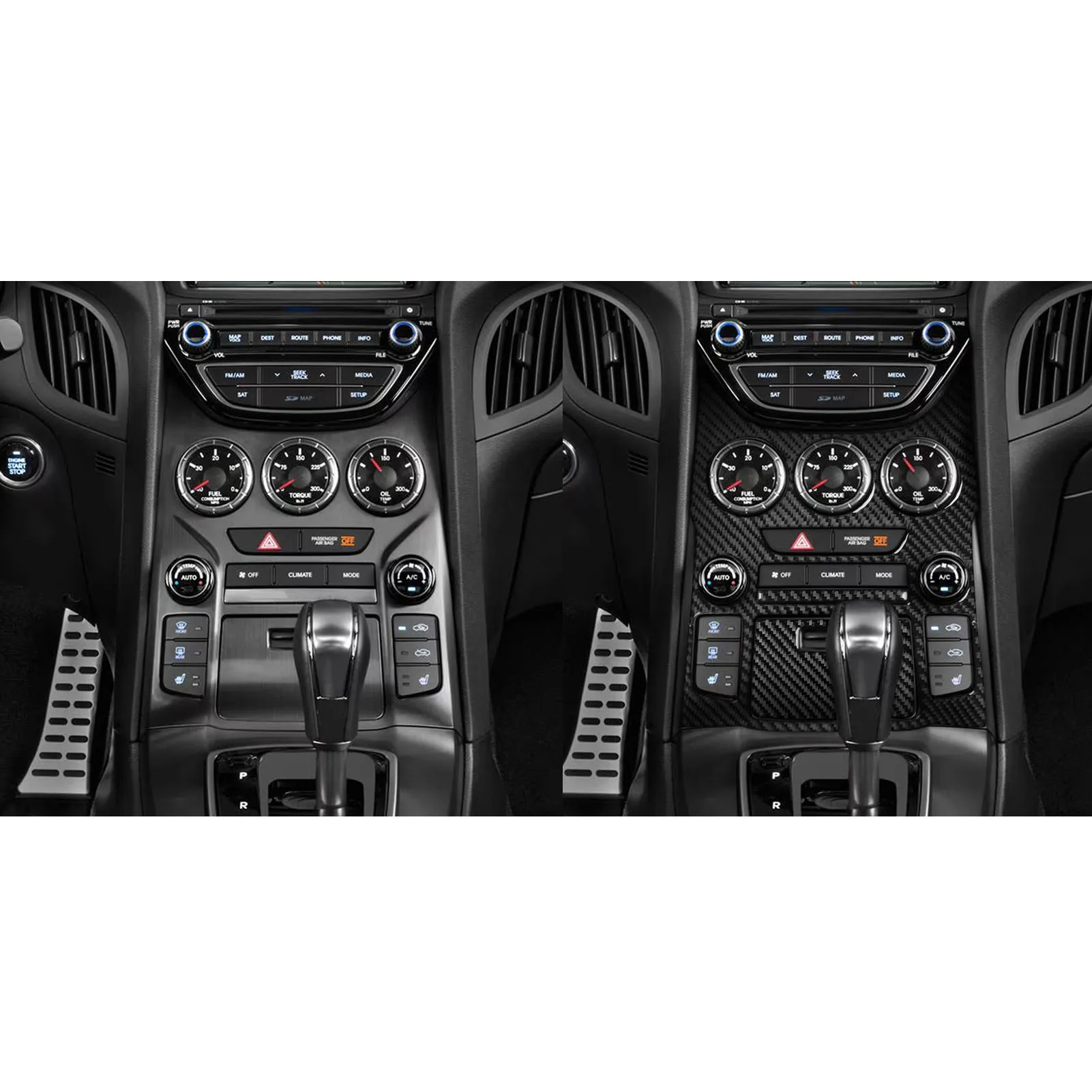 Car Interior Sticker Carbon Fiber Dashboard Speedometer Trim Driver Wheel Chin Panel For Hyundai Genesis/Rohens Coupe 2013-2016
