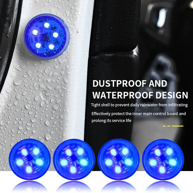 2-8Pcs Car Opening Door Safety Warning Light LED Anti-Collision Lamp Signal Flashing Alarm Turn Signal Parking Light Accessories