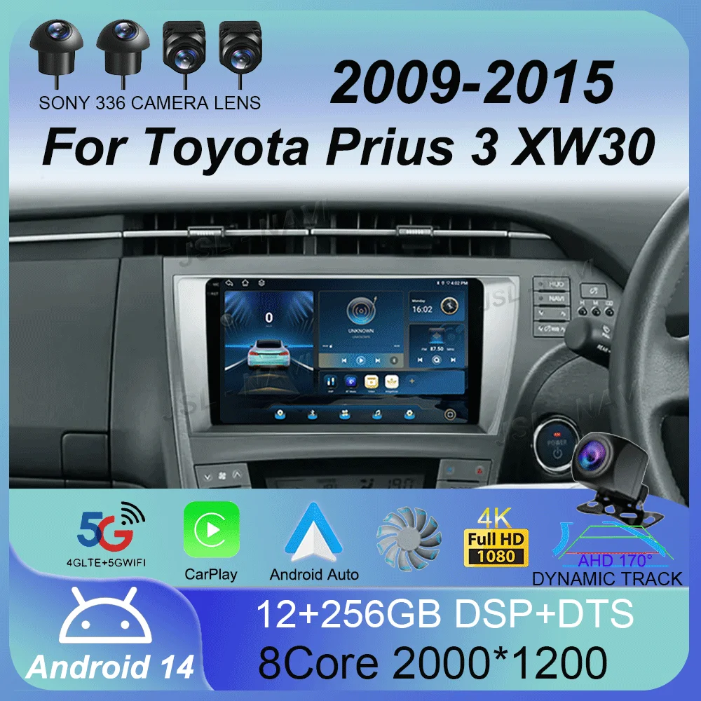 

Android 14 для Toyota Prius 3 XW30 2009-2015 Автомобильный радиоприемник Мультимедийный видеоплеер GPS-навигация Carplay 4G QLED Экран DSP Стерео
