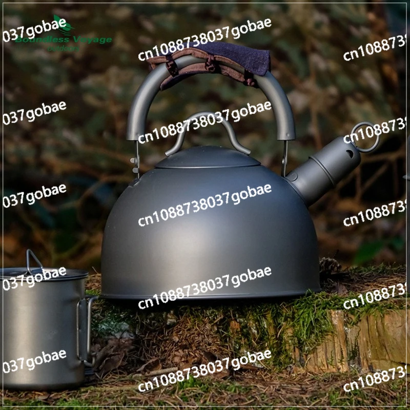 Pure Titanium Teapot Outdoor Portable Coffee Pot Making Tea Open Flame Camping Large Capacity 2L