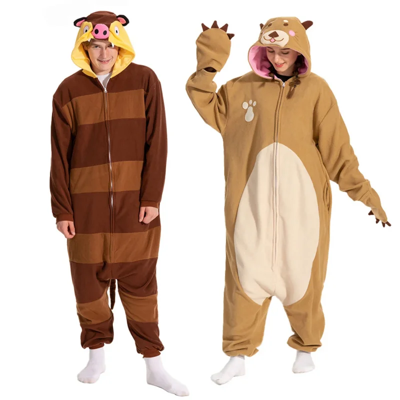 

Favofans animal Kigurumi adults opossum Beaver onesies women men pajamas Halloween costumes cosplay jumpsuit Christmas gift