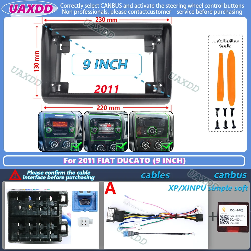 UAXDD 2Din Autoradio für 2006-2016 FIAT DUCATO CITROEN Jumper PEUGEOT Boxer Dodge Ram 2500 9-Zoll Android Rahmen-Kit Panel Mittelkonsole – Detail 6