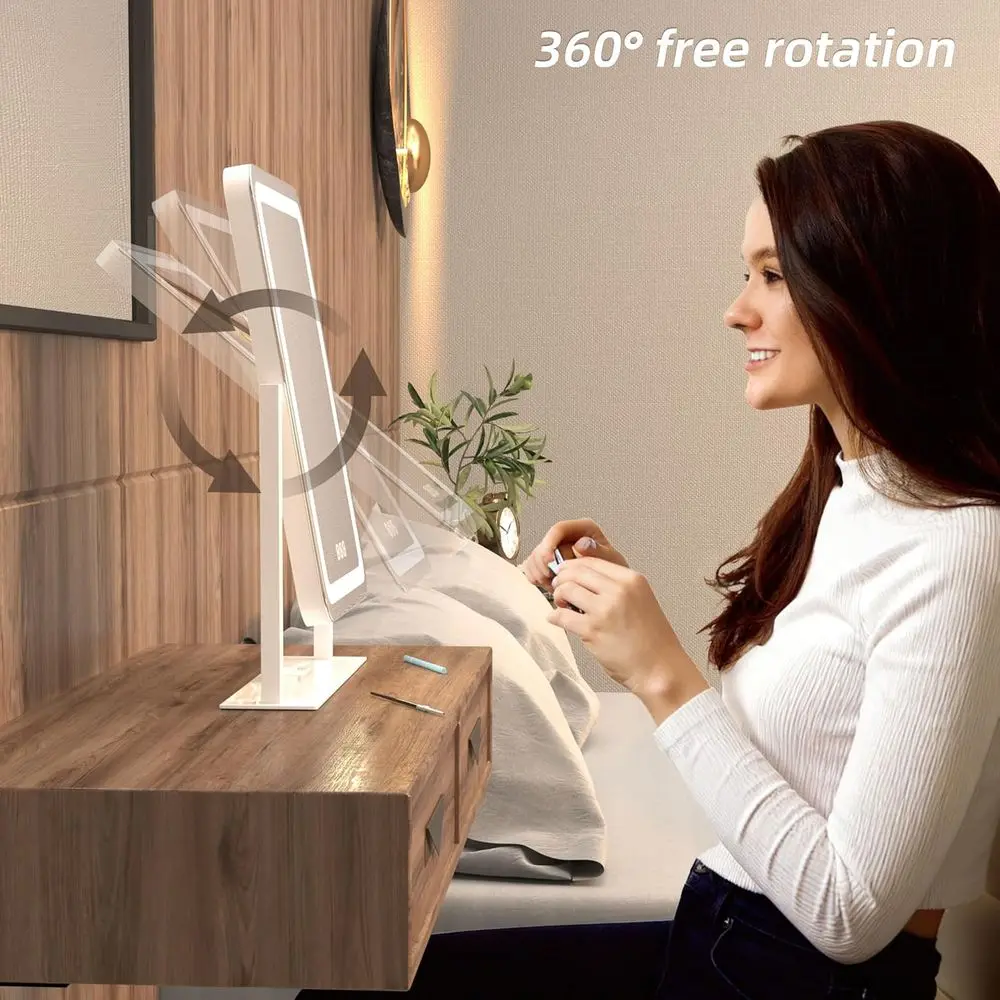 12 x 14,6 LED-Kosmetikspiegel mit Touch-Steuerung und 3 einstellbaren Lichtmodi für Schminktische, Schlafzimmer und Ankleidezimmer