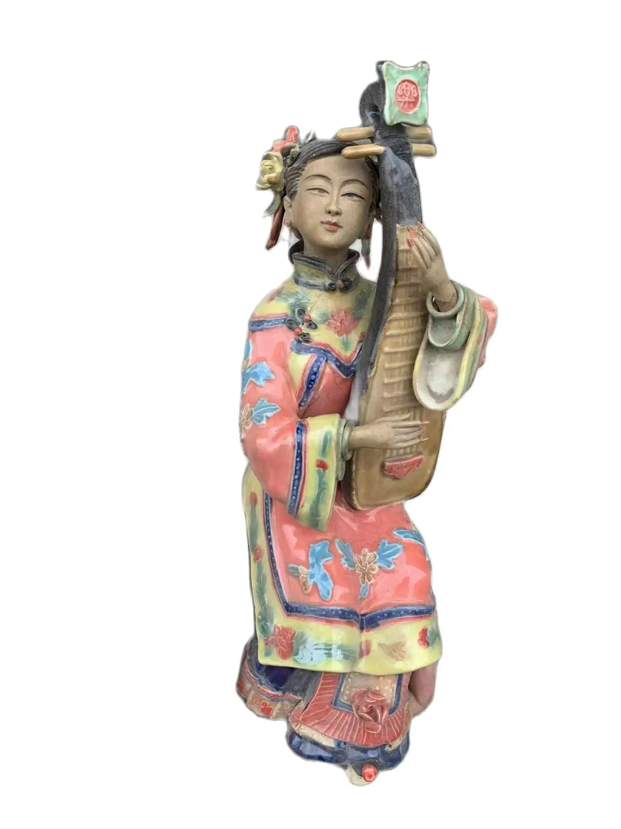 Decoration of Chinese porcelain Princess holding lute Statue Ceramic Figure---Shiwan Kiln