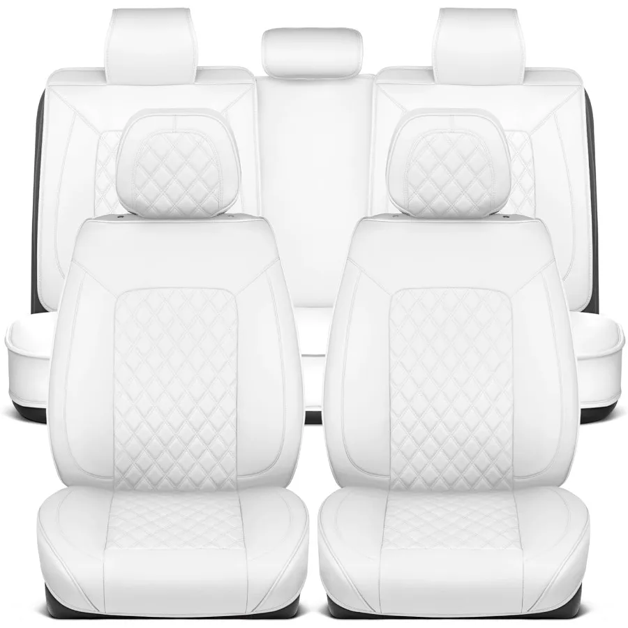 

Prestige Faux Leather Seat Covers Full Set SemiUniversal Fit for Cars Trucks SUVs NStyle 2 Front Seat Covers + Rear Bench Durab