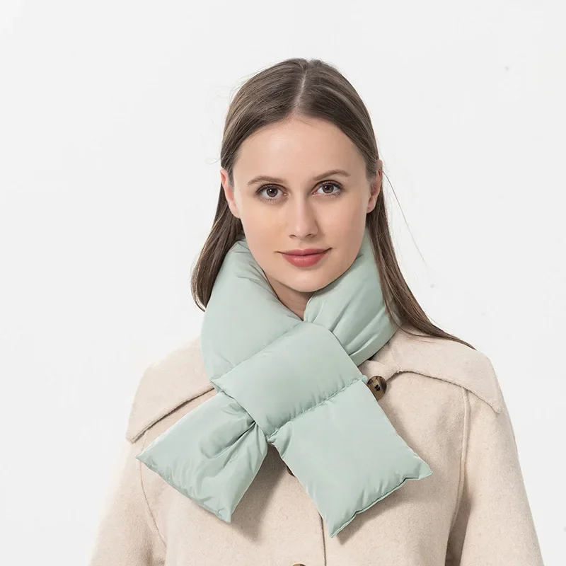 

Women Cotton Down Ring Snood Scarves Thermal Warm Scarf 12x100cm Eiderdown Neck Warmer Women Men Inflatable Winter Down Scarf