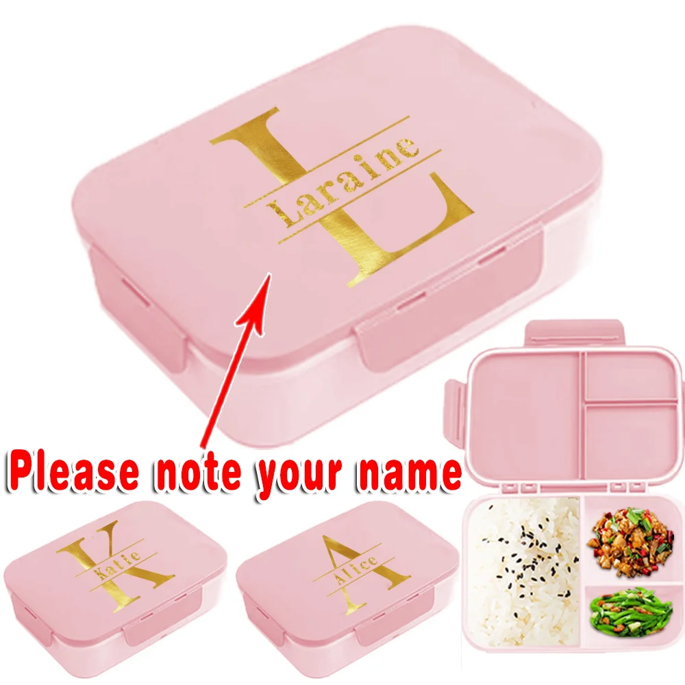 

Customized Name Leakproof Bento Box with Lid Portable Travel Lunch Holder DIY Breakfast Storage Container Organizer Personalized