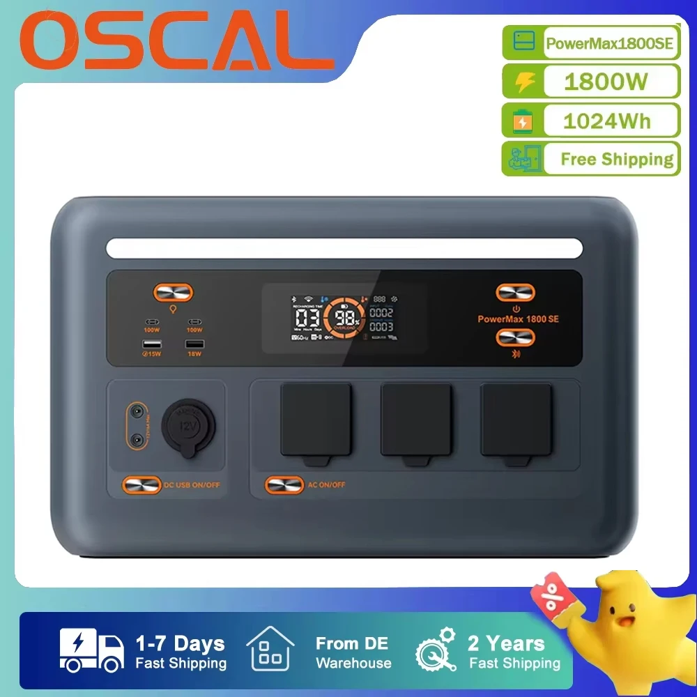 Estación de Energía Portátil OSCAL PowerMax1800SE, Generador Solar de 1800W, Batería Lifepo4 de 1024Wh, Respaldo de… — oferta en AliExpress